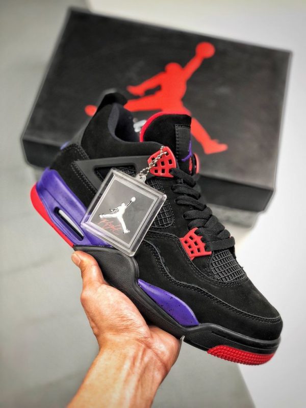 نایک ایر جردن ۴ رپتورز مشکی بنفش Nike air jordan 4 Raptors black and purple