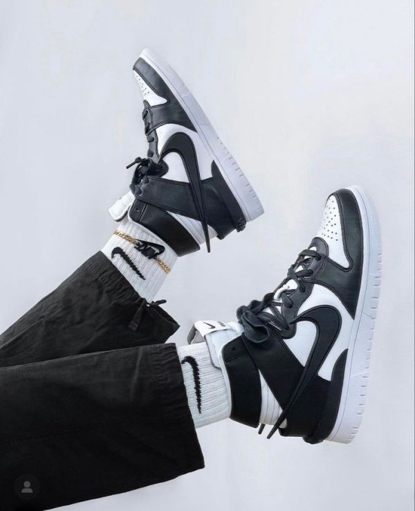 نایک اس بی دانک ساقدار آمبوش مشکی سفید Nike sb dunk high AMBUSH black and white