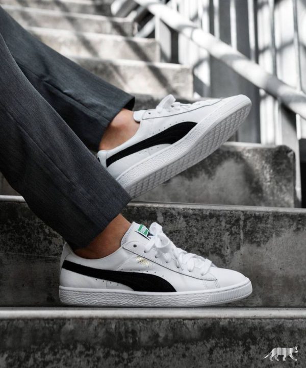 پوما کلاسیک بسکت سفید مشکی Puma classic basket white black