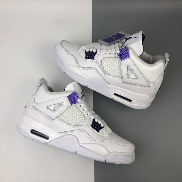 نایک ایر جردن ۴ متالیک سفید بنفش Nike air jordan 4 metallic white and purple