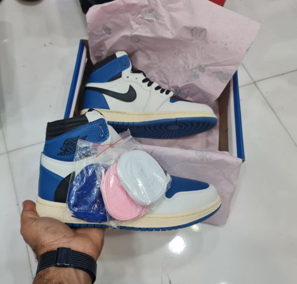 نایک ایر جردن ۱ ساقدار تراویس اسکات آبی Nike air jordan 1 high travis Scott fragment blue - Image 4