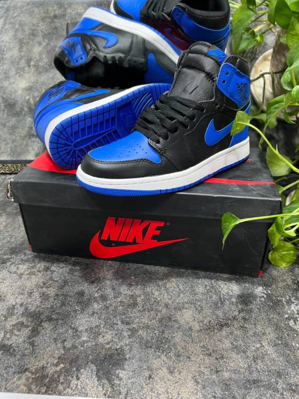 نایک ایر جردن ۱ ساقدار رویال مشکی آبی Nike air jordan 1 high royal black and blue - Image 4