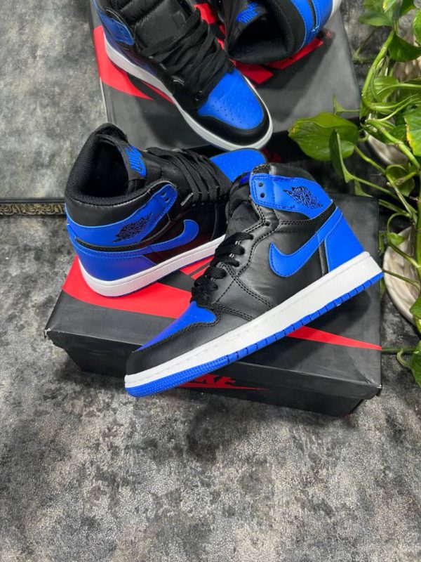 نایک ایر جردن ۱ ساقدار رویال مشکی آبی Nike air jordan 1 high royal black and blue - Image 3