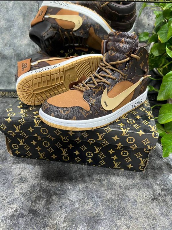 نایک ایر جردن ۱ ساقدار آف وایت لویی ویتون قهوه ای Nike air jordan 1 high off-white louis Vuitton brown - Image 6