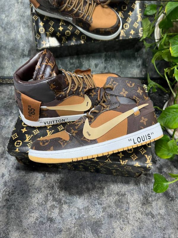 نایک ایر جردن ۱ ساقدار آف وایت لویی ویتون قهوه ای Nike air jordan 1 high off-white louis Vuitton brown - Image 5