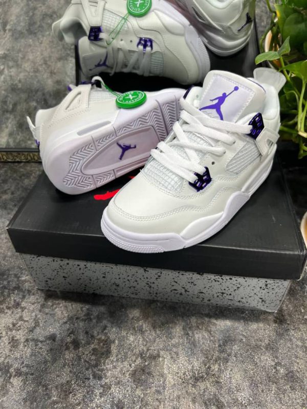 نایک ایر جردن ۴ متالیک سفید بنفش Nike air jordan 4 metallic white and purple - Image 4