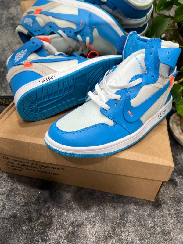 نایک ایر جردن ۱ ساقدار آف وایت آبی سفید Nike air Jordan 1 high off-white blue and white - Image 3