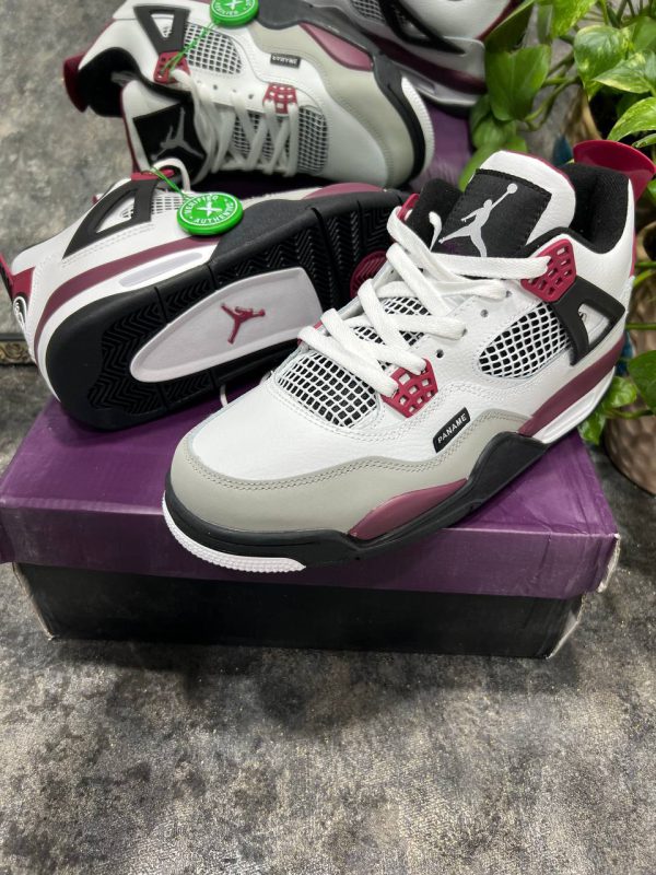 نایک ایر جردن ۴ پاریس سن ژرمن سفید بنفش Nike air jordan 4 paris saint Germain white and purple - Image 3