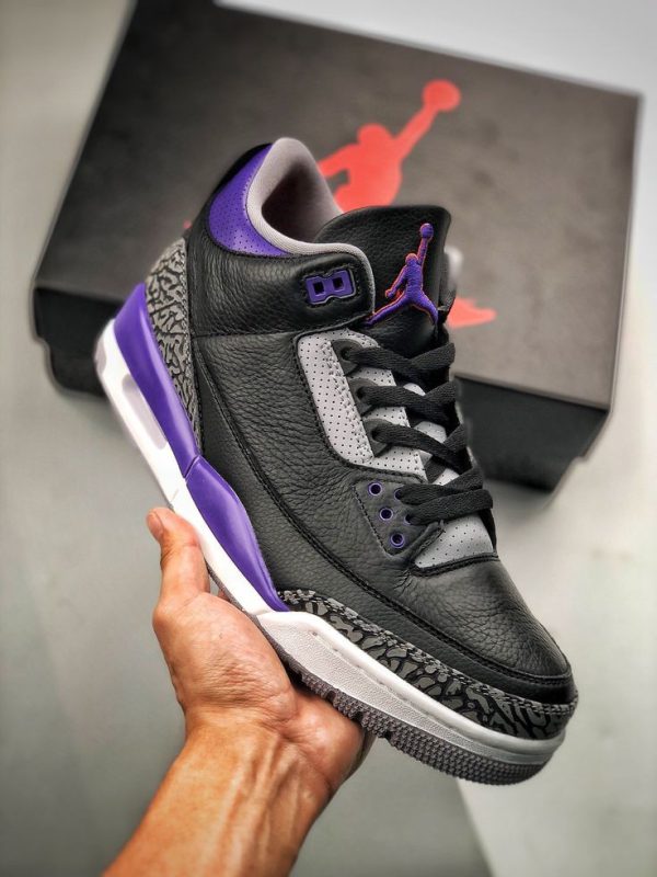 نایک ایر جردن ۳ رترو مشکی بنفش Nike air jordan 3 retro black and purple