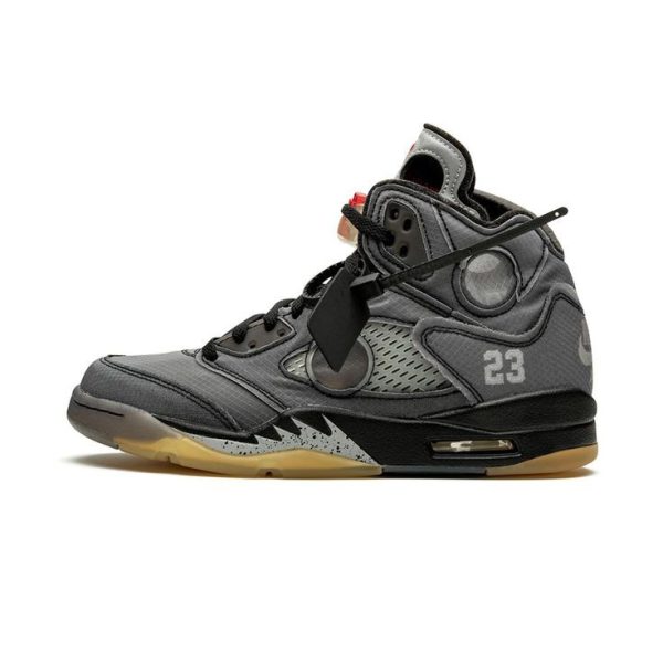 نایک ایر جردن ۵ آف وایت طوسی تیره Nike air jordan 5 off-white dark grey