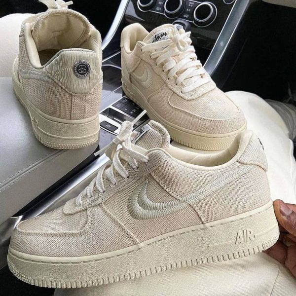 نایک ایر فورس ۱ بدون ساق استوسی کرمی Nike air force 1 stussy cream