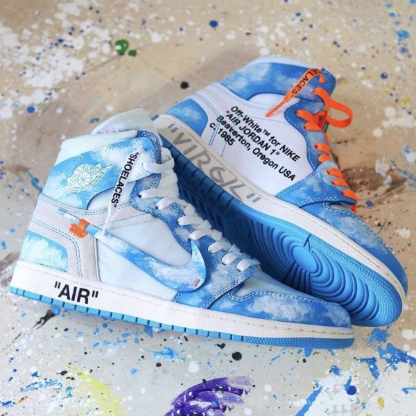 نایک ایر جردن ۱ ساقدار آف وایت آسمان ابری Nike air Jordan 1 high off-white cloudy sky