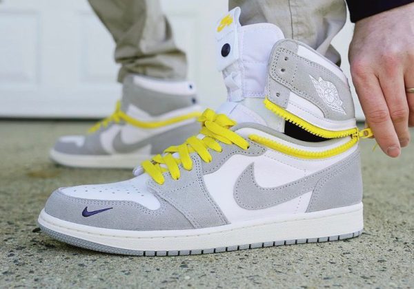 نایک ایر جردن ۱ ساقدار سوئیچ طوسی Nike air jordan 1 switch light smok grey - Image 3