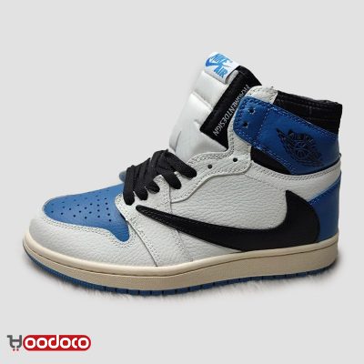 کتانی ایر جردن ۱ تراویس اسکات آبی Nike air jordan 1 high travis Scott fragment blue