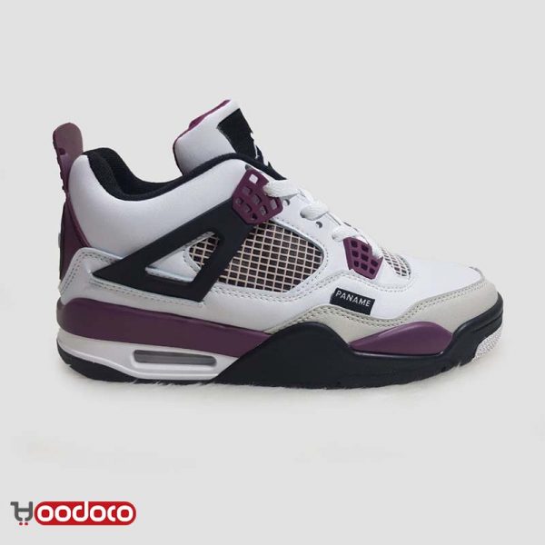 کتانی نایک ایر جردن 4 پاریس سنت ژرمن سفید بنفش Nike air jordan 4 paris saint Germain white and purple