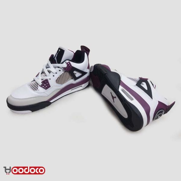 نایک ایر جردن ۴ پاریس سن ژرمن سفید بنفش Nike air jordan 4 paris saint Germain white and purple - Image 4