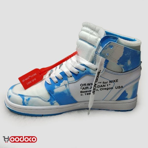 کتانی نایک ایر جردن ۱ آف وایت آسمان ابری Nike air Jordan 1 high off-white cloudy sky