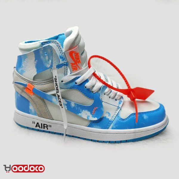 کتانی نایک ایر جردن ۱ آف وایت آسمان ابری Nike air Jordan 1 high off-white cloudy sky