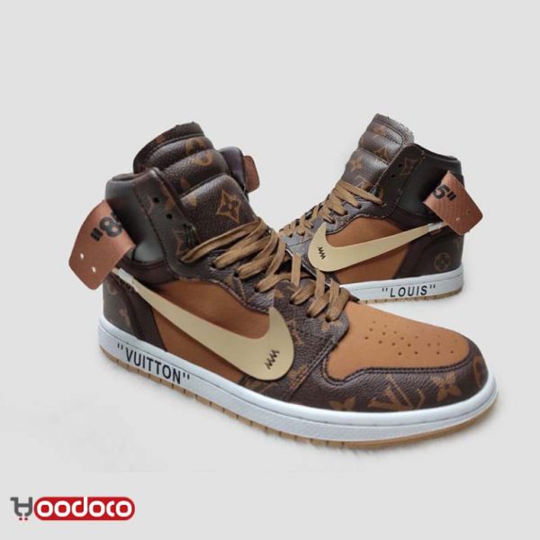 نایک ایر جردن ۱ ساقدار آف وایت لویی ویتون قهوه ای Nike air jordan 1 high off-white louis Vuitton brown - Image 7