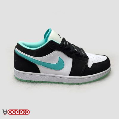 کتانی نایک ایر جردن ۱ بدون ساق سفید فیروزه‌ای Nike air Jordan 1 low white and cyan