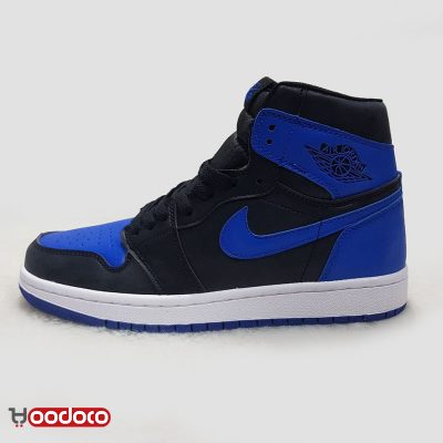 کتانی نایک ایر جردن ۱ رویال مشکی آبی Nike air jordan 1 high royal black and blue