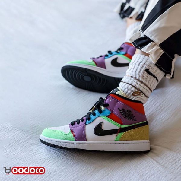 کتانی نایک ایر جردن ۱ مولتی کالر Nike air Jordan 1 mid multi colour