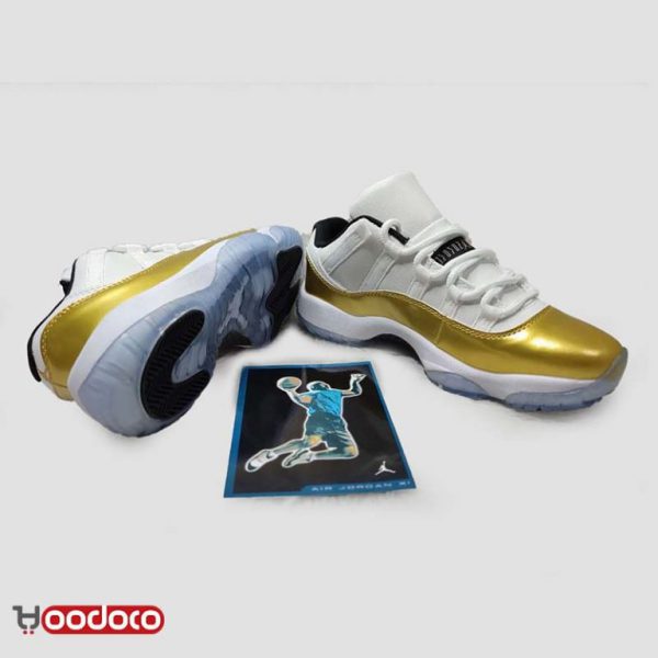 نایک ایر جردن ۱۱ بدون ساق سفید طلایی Nike air jordan 11 low white and gold - Image 3