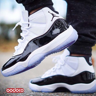 کتانی نایک ایر جردن ۱۱ سفید مشکی Nike air Jordan 11 high white and black