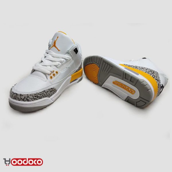 نایک ایر جردن ۳ رترو سفید زرد Nike air jordan 3 retro white and yellow - Image 3