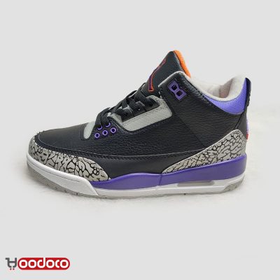 کتانی نایک ایر جردن ۳ رترو مشکی بنفش Nike air jordan 3 retro black and purple