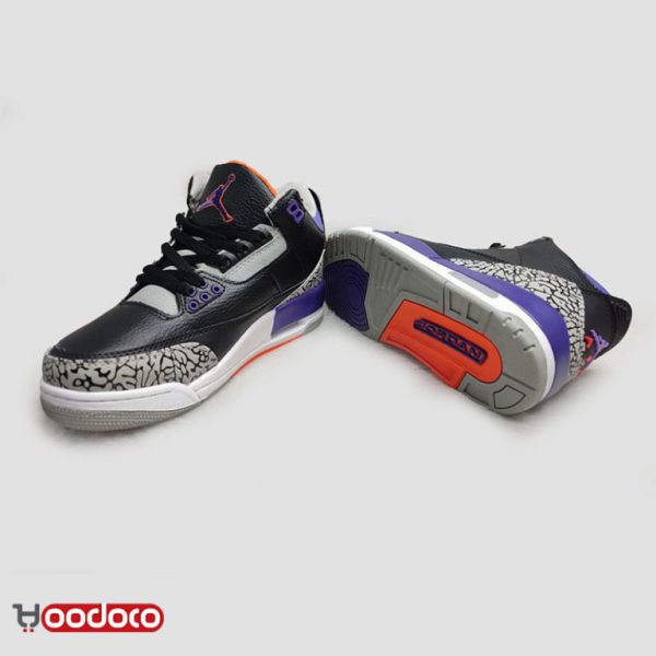 نایک ایر جردن ۳ رترو مشکی بنفش Nike air jordan 3 retro black and purple - Image 2