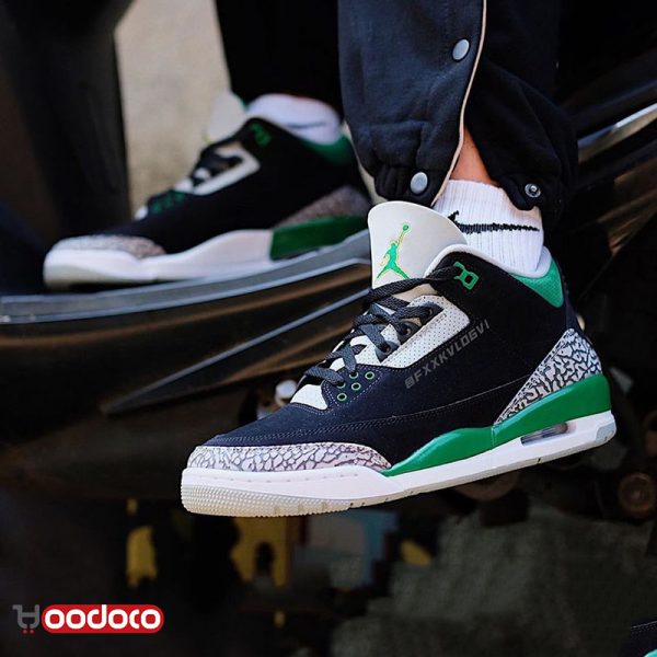 کتانی نایک ایر جردن ۳ رترو مشکی سبز Nike air jordan 3 retro black and green