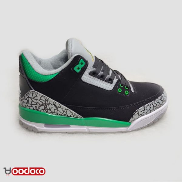 کتانی نایک ایر جردن ۳ رترو مشکی سبز Nike air jordan 3 retro black and green