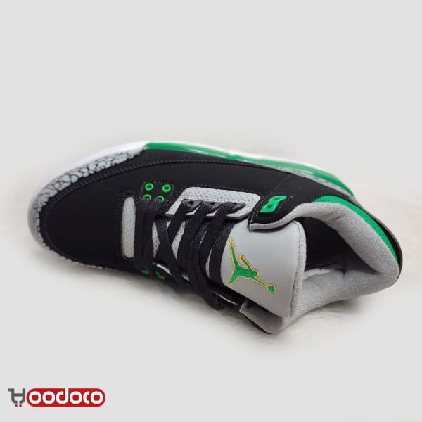 کتانی نایک ایر جردن ۳ رترو مشکی سبز Nike air jordan 3 retro black and green