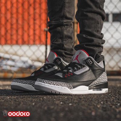 کتانی نایک ایر جردن ۳ رترو مشکی طوسی Nike air Jordan 3 retro black and grey