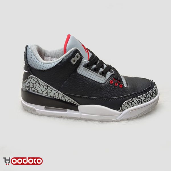 کتانی نایک ایر جردن ۳ رترو مشکی طوسی Nike air Jordan 3 retro black and grey