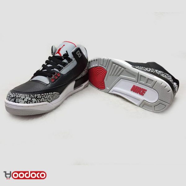 نایک ایر جردن ۳ رترو مشکی طوسی Nike air Jordan 3 retro black and grey - Image 4