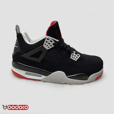 کتانی نایک ایر جردن ۴ رترو مشکی طوسی Nike air Jordan 4 retro black and grey