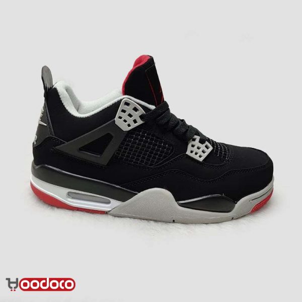 کتانی نایک ایر جردن ۴ رترو مشکی طوسی Nike air Jordan 4 retro black and grey