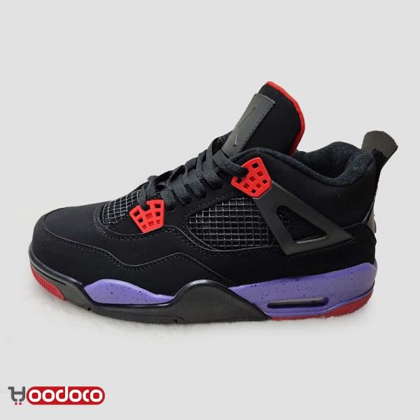 کتانی نایک ایر جردن ۴ رپتورز مشکی بنفش Nike air jordan 4 Raptors black and purple