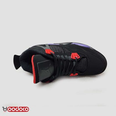 کتانی نایک ایر جردن ۴ رپتورز مشکی بنفش Nike air jordan 4 Raptors black and purple