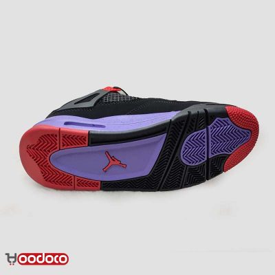 کتانی نایک ایر جردن ۴ رپتورز مشکی بنفش Nike air jordan 4 Raptors black and purple