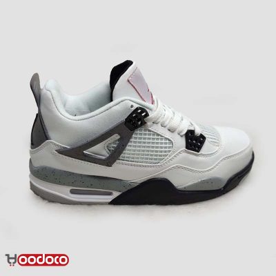 کتانی نایک ایر جردن ۴ سفید سیمانی Nike air jordan 4 white and cement