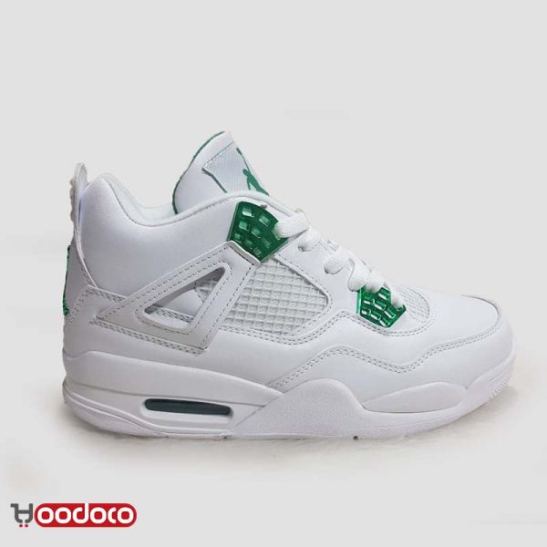 کتانی نایک ایر جردن ۴ متالیک سفید سبز Nike air jordan 4 metallic white and green