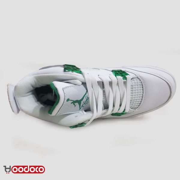 کتانی نایک ایر جردن ۴ متالیک سفید سبز Nike air jordan 4 metallic white and green