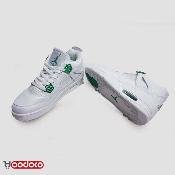 نایک ایر جردن ۴ متالیک سفید سبز Nike air jordan 4 metallic white and green - Image 3