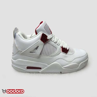 کتانی نایک ایر جردن ۴ متالیک سفید قرمز Nike air Jordan 4 metallic white and red