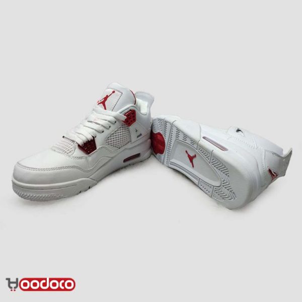 نایک ایر جردن ۴ متالیک سفید قرمز Nike air Jordan 4 metallic white and red - Image 3