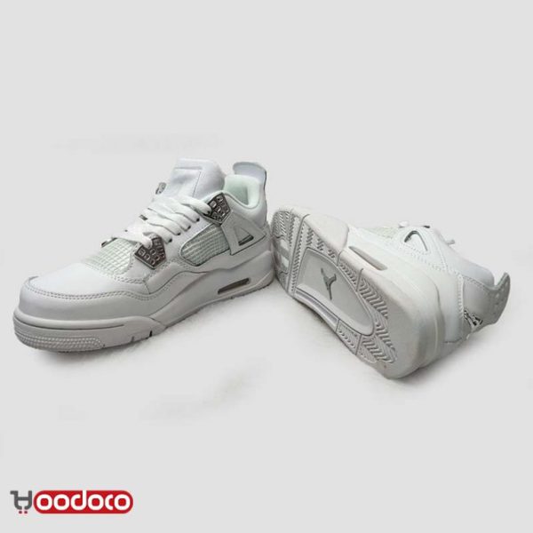 نایک ایر جردن ۴ متالیک سفید نقره‌ای Nike air Jordan 4 metallic white and silver - Image 3