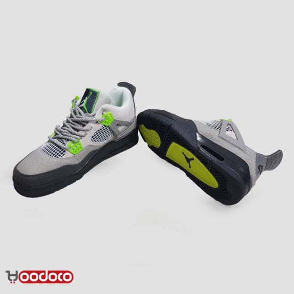 نایک ایر جردن ۴ نئون طوسی سبز Nike air jordan 4 neon grey and green - Image 3